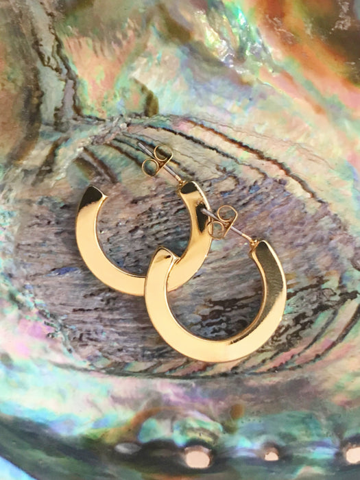 Chunky Square Edge Hoops | Gold Plated Posts Earrings | Light Years