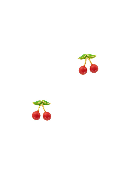 Red Enamel Cherry Posts | Gold Plated Studs Earrings | Light Years