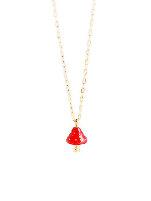 Red Capped Mushroom Necklace | Gold Plated Chain Pendant | Light Years