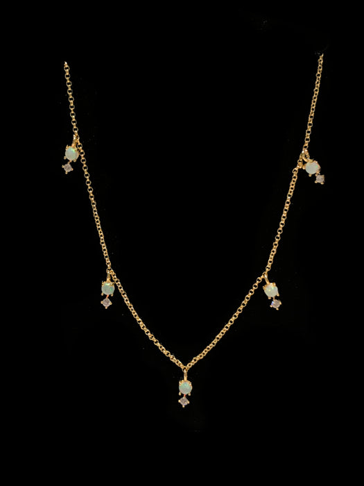 Elegant Spaced Opal CZ Necklace | Gold Plated Chain | Light Years Jewelry