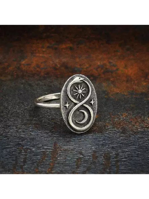 Infinity Celestial Snake Ring | Sterling Silver Size 6 7 8 9 | Light Years