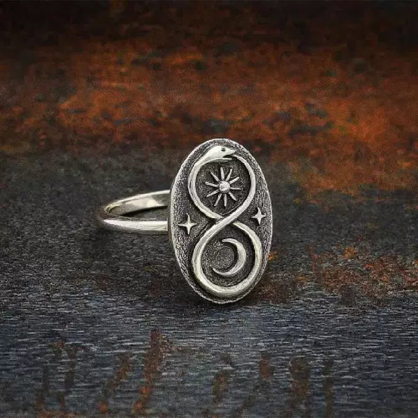 Infinity Celestial Snake Ring | Sterling Silver Size 6 7 8 9 | Light Years