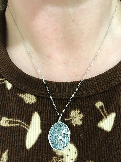 Mushroom & Fern Necklace | Sterling Silver Pendant Chain | Light Years