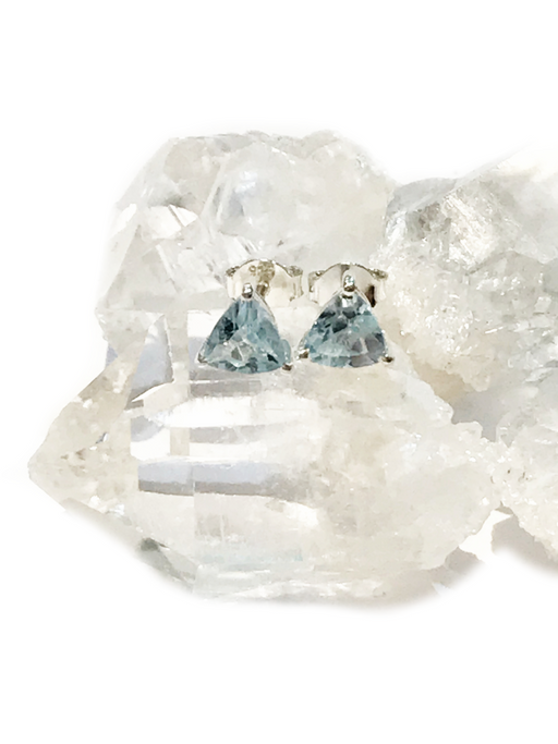 Trillion Gemstone Posts | Blue Topaz | Sterling Silver Studs Earrings | Light Years