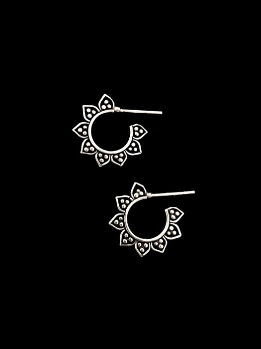 Pointed Petal Post Hoops | Sterling Silver Studs Earrings | Light Years