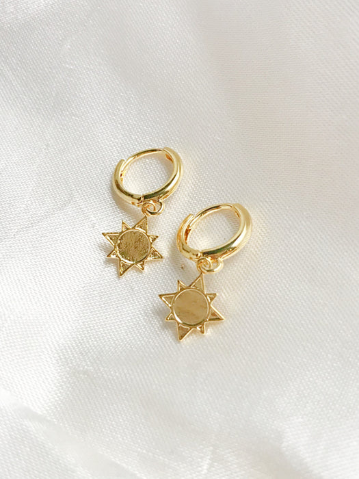 Sun Burst Huggie Hoops | Gold Plated Earrings | Light Years Jewelry