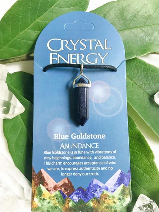 Crystal Energy Gemstone Pendants | Blue Goldstone | Stone Cord Necklace | Light Years