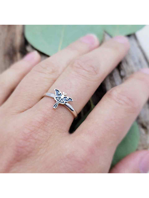 Luna Moth Ring | Sterling Silver Band Size 5 6 7 8 9 | Light Years Jewelry