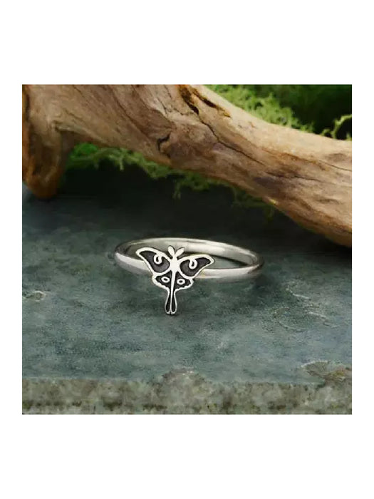 Luna Moth Ring | Sterling Silver Band Size 5 6 7 8 9 | Light Years Jewelry