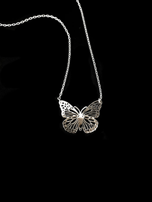 Cutout Butterfly Necklace | Silver Plated Trendy Summer Chain | Light Years