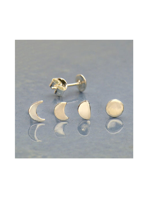 Moon Phase Studs Set | Sterling Silver Posts Earrings | Light Years