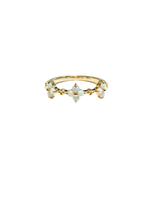 Three Opal Flowers Ring | Gold Vermeil Band Size 5 6 7 8 | Light Years