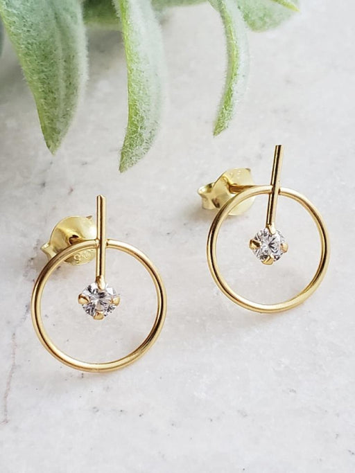 Ring & CZ Bar Posts | Gold Vermeil Studs Earrings | Light Years Jewelry
