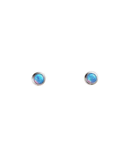 Blue Opal Bezel Posts | Sterling Silver Stud Earrings | Light Years