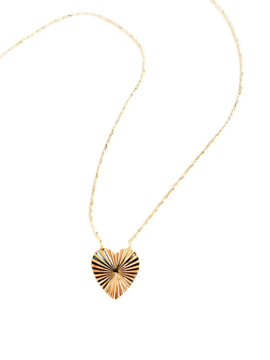 Engraved Cut Linear Heart Necklace | Gold Plated Chain | Light Years