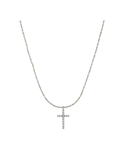 CZ Cross Necklace | Silver Plated Chain Pendant | Light Years Jewelry
