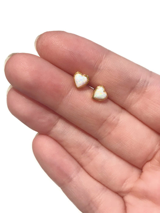Sweetheart Opal Posts | Gold Plated Studs Earrings | Light Years Jewelry