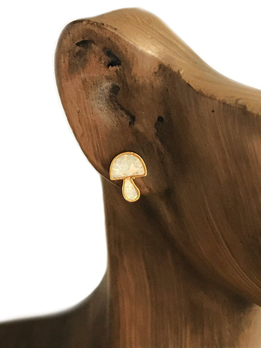 Opal Mushroom Posts | Gold Plated Studs Earrings | Light Years Jewelry