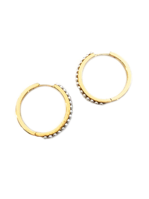 Pearl Lined Huggie Hoops | Gold Plated Earrings | Light Years Jewelry