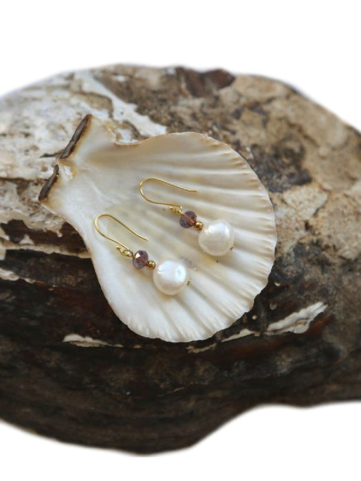 Pearl & Crystal Dangles | 14kt Gold Vermeil Earrings | Light Years
