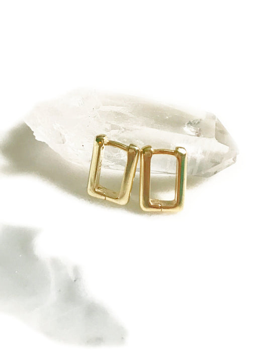 Rectangle Huggie Hoops | Gold Vermeil Earrings | Light Years