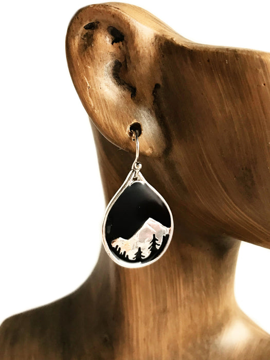 Mountain Range Enamel Earrings | Silver Dangles | Light Years Jewelry