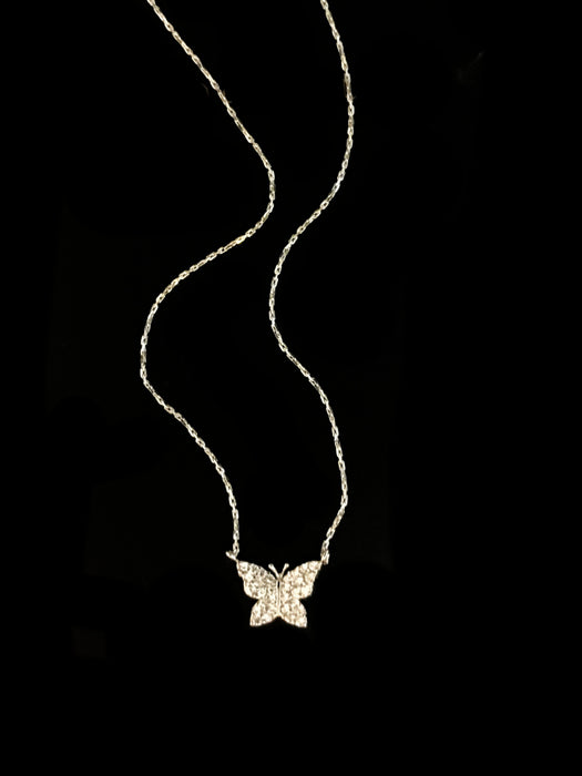 Pave CZ Butterfly Necklace | Silver Plated Chain | Light Years Jewelry