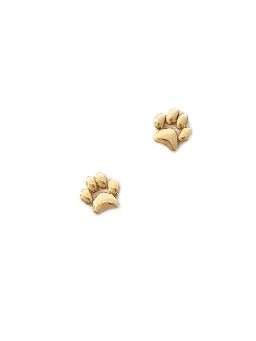 Golden Paw Print Posts | Gold Plated Studs Earrings | Light Years Jewelry