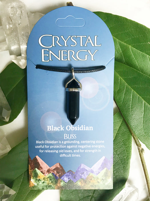 Crystal Energy Gemstone Pendants | Black Obsidian | Stone Cord Necklace | Light Years