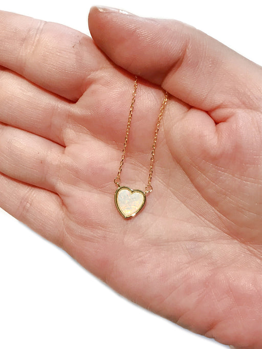 White Opal Heart Necklace | Gold Vermeil Sterling Silver | Light Years