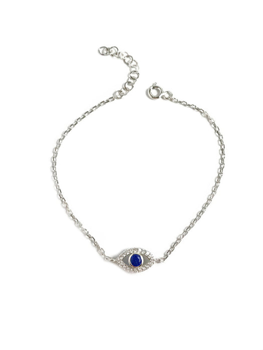 Colorful CZ Eye Bracelet | Sapphire | Sterling Silver Chain | Light Years Jewelry
