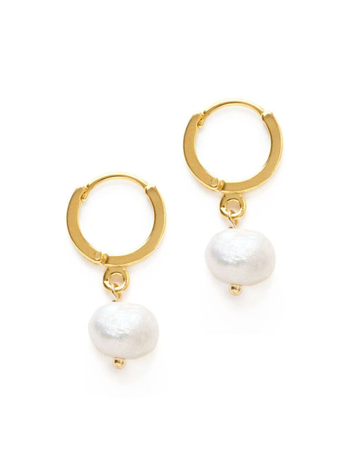 Freshwater Pearl Huggie Hoops Amano | Gold Plated Earrings | Light Years