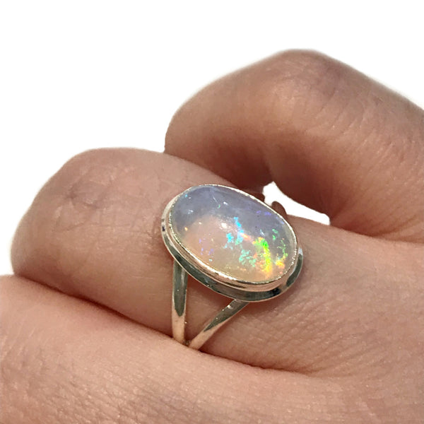 Ethiopian Opal Cabochon Ring | Size 7 8 Sterling Silver | Light Years
