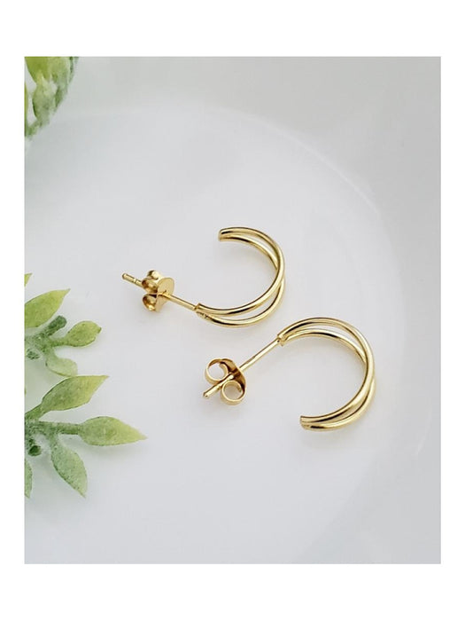 Split Line Post Hoops | 14kt Gold Vermeil Studs Earrings | Light Years