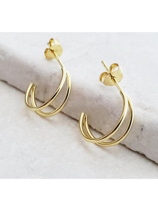 Split Line Post Hoops | 14kt Gold Vermeil Studs Earrings | Light Years
