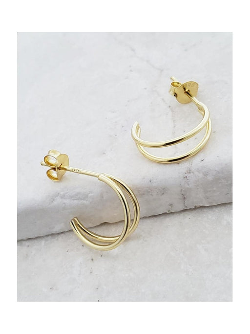 Split Line Post Hoops | 14kt Gold Vermeil Studs Earrings | Light Years