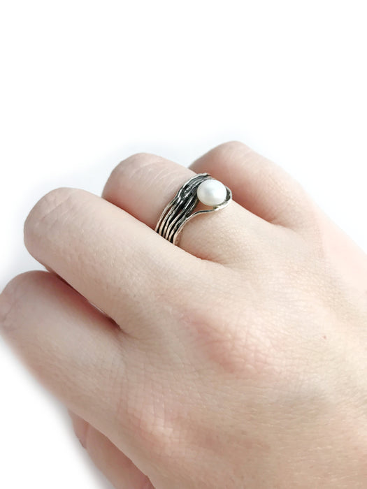 Textured Pearl Statement Ring