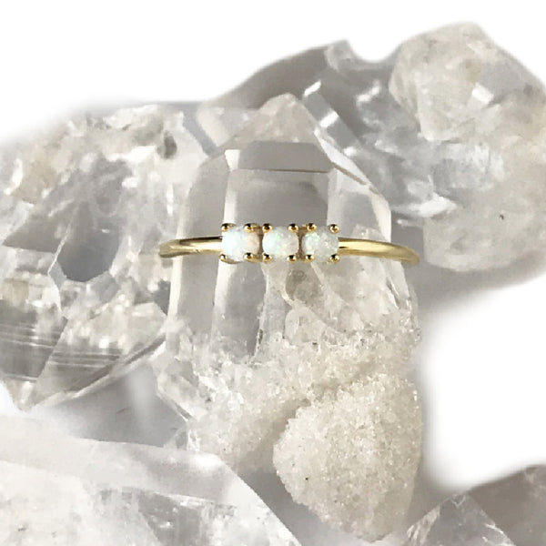 14kt Gold Vermeil Triple Opal Ring | Size 5 6 7 8 | Light Years Jewelry