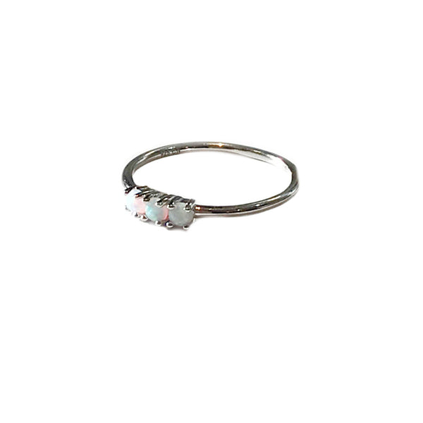 Triple Opal Ring | Sterling Silver Size 5 6 7 8 | Light Years Jewelry