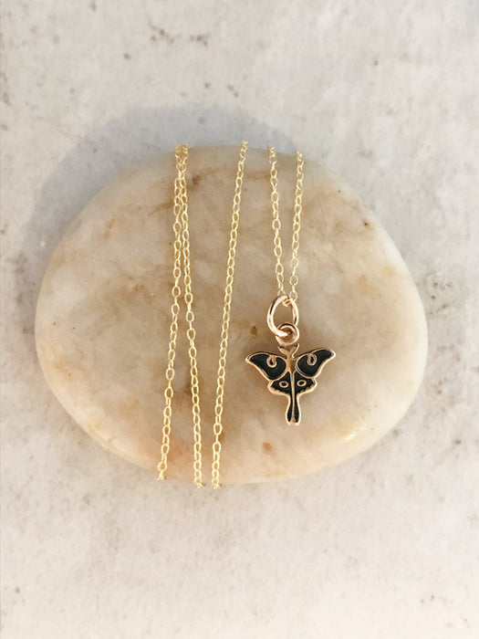 Tiny Luna Moth Necklace | Gold Vermeil Chain Pendant | Light Years