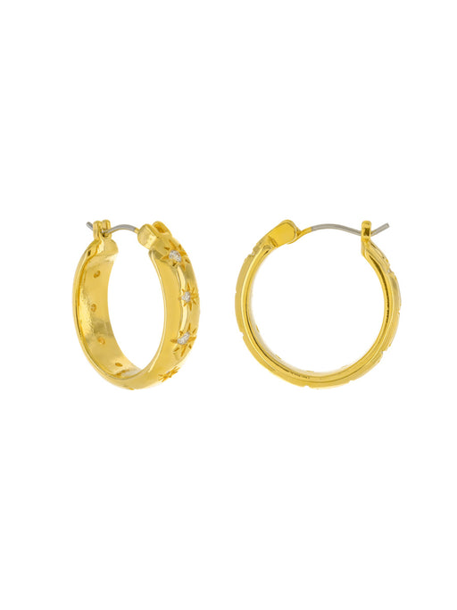 CZ Star Pincatch Hoops | Gold Plated Fashion Earrings | Light Years