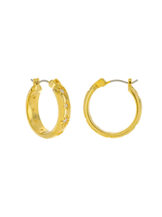 CZ Star Pincatch Hoops | Gold Plated Fashion Earrings | Light Years