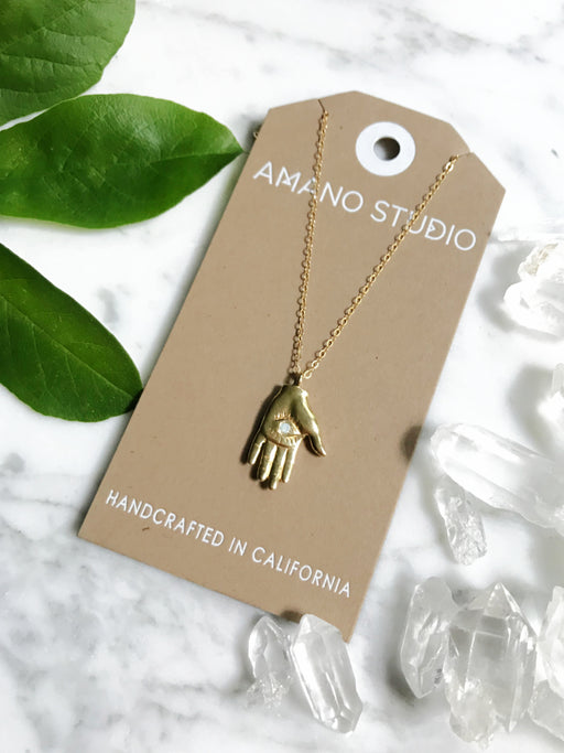 Mystical Hand Necklace by Amano | Brass USA Pendant Chain | Light Years