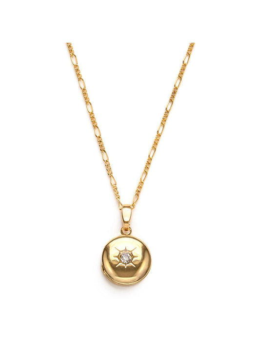 Small Round CZ Set Locket by Amano Studio - Main Image