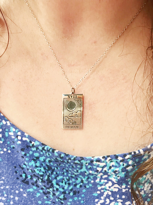 Tarot Cards Pendant Necklace | The Moon | Sterling Silver Pendant Chain | Light Years