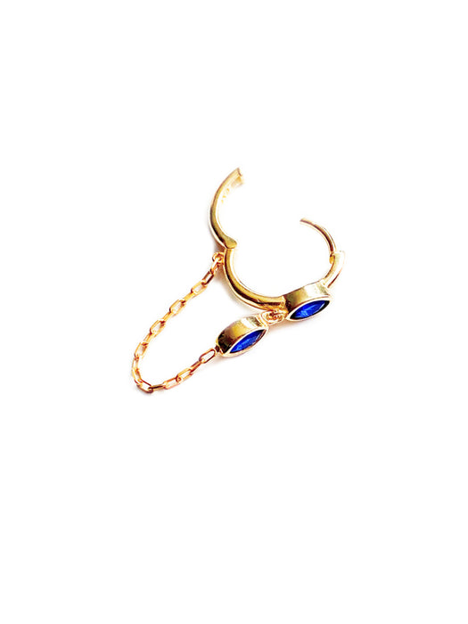 CZ Chain Loop Huggie Hoops | Gold Vermeil Earrings | Light Years Jewelry