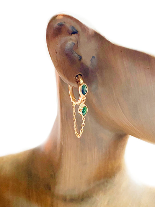 CZ Chain Loop Huggie Hoops | Gold Vermeil Earrings | Light Years Jewelry