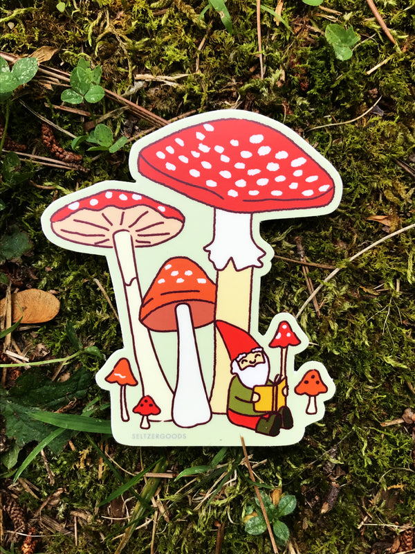 Gnome & Mushroom Sticker | Water Resistant USA | Light Years Jewelry