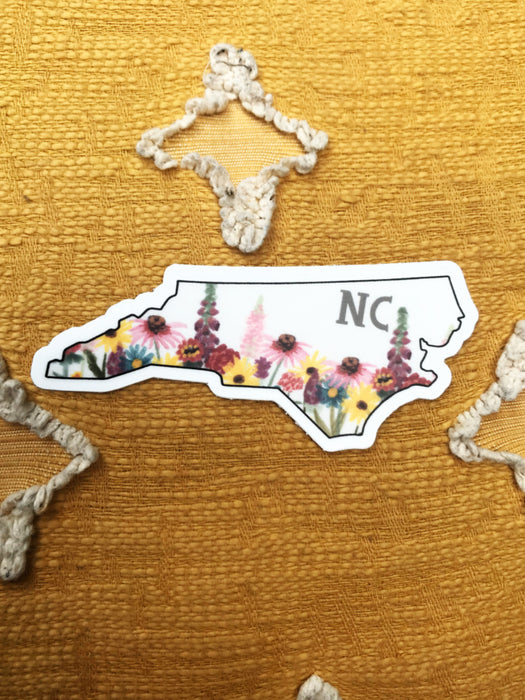 Floral North Carolina NC Sticker | USA Water Sun Resistant | Light Years