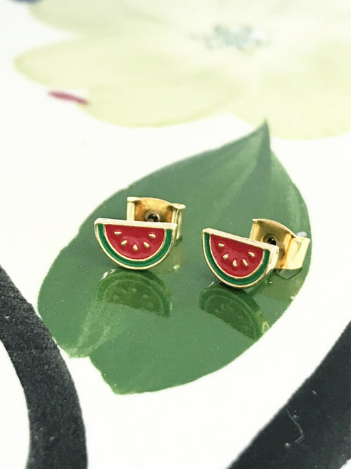 Watermelon Slice Posts | Gold Plated Studs Earrings | Light Years Jewelry